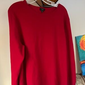 TALBOTS 100% Cashmere Preppy Career Long SLV Classic Pop Over Red Sweater 3X